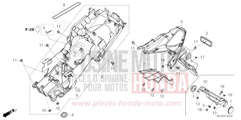 REAR FENDER for NX500 GRAND PRIX RED (R380) from 2024