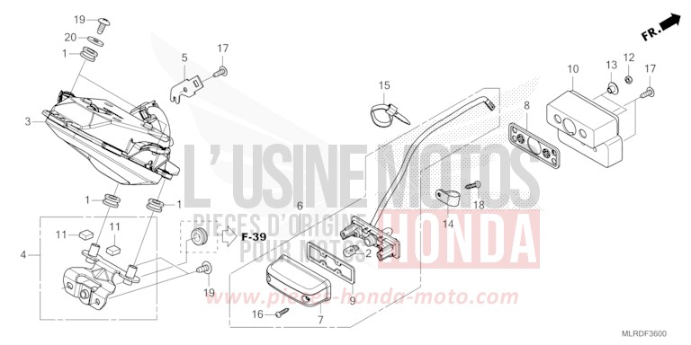 TAILLIGHT for NX500 GRAND PRIX RED (R380) from 2024