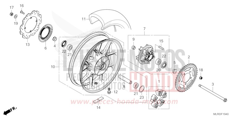 REAR WHEEL for NX500 PEARL HORIZON WHITE (NHB61) from 2024