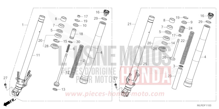 FRONT FORK for NX500 MAT GUNPOWDER BLACK METALLIC (NH436) from 2024