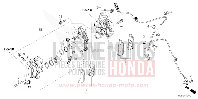 FRONT BRAKE CALIPER for NX500 MAT GUNPOWDER BLACK METALLIC (NH436) from 2024