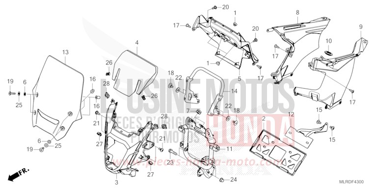 UPPER COWL/WINDSCREEN for NX500 MAT GUNPOWDER BLACK METALLIC (NH436) from 2024