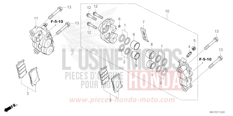 FRONT BRAKE CALIPER for CB650R CANDY CHROMOSPHERE RED (R381) from 2024