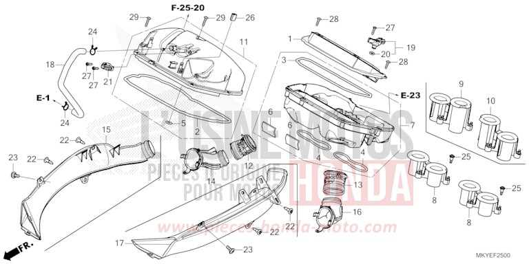 AIR CLEANER for CB650R CANDY CHROMOSPHERE RED (R381) from 2024