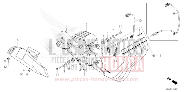 EXHAUST MUFFLER for CB650R CANDY CHROMOSPHERE RED (R381) from 2024