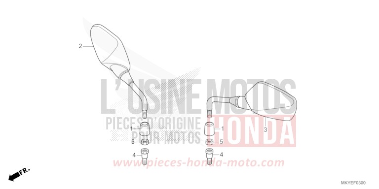 MIRROR (CB650RA/CB650RAC) for CB650R MAT GUNPOWDER BLACK METALLIC (NH436) from 2024