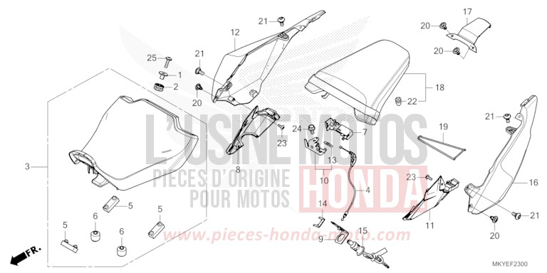 SEAT/REAR COWL for CB650R PEARL SMOKY GRAY (NHC53) from 2024