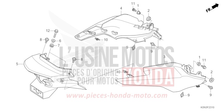 REAR COWL for CBF125M IMPERIAL RED METALLIC (R355) from 2024