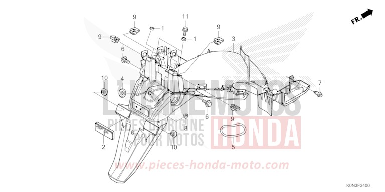 REAR FENDER for CBF125M IMPERIAL RED METALLIC (R355) from 2024