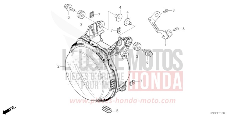 HEADLIGHT for CB125R MAT CYNOS GRAY METALLIC (NH312) from 2024