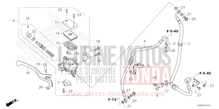 FRONT BRAKE MASTER CYLINDER for CB125R MAT CYNOS GRAY METALLIC (NH312) from 2024
