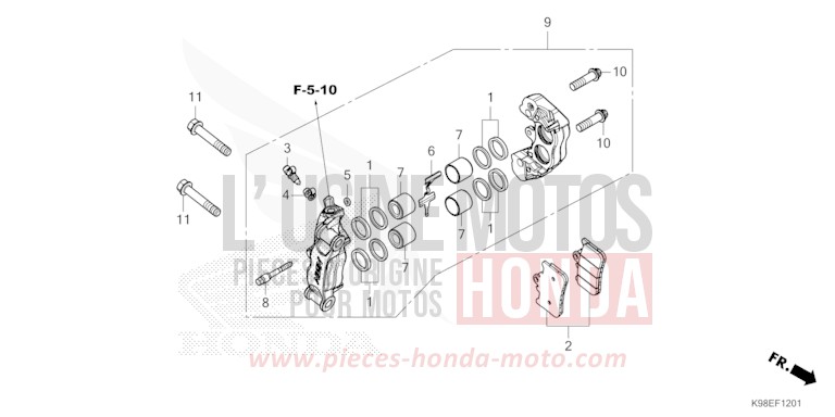 FRONT BRAKE CALIPER (CBF125NAR) for CBF125N MAT CYNOS GRAY METALLIC (NH312) from 2024