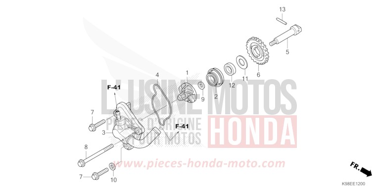 WATER PUMP for CBF125N PEARL SPLENDOR RED (R369) from 2024