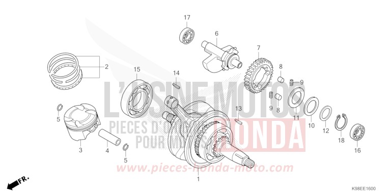 CRANKSHAFT/PISTON for CB125R PEARL SPLENDOR RED (R369) from 2024