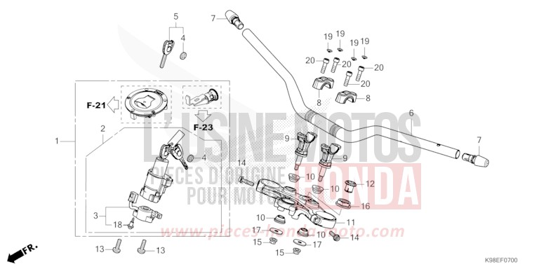 HANDLE PIPE/TOP BRIDGE for CBF125N PEARL SPLENDOR RED (R369) from 2024