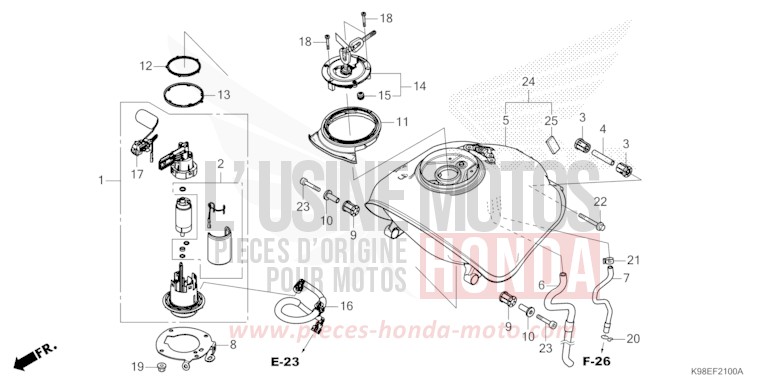FUEL TANK for CBF125N PEARL SPLENDOR RED (R369) from 2024