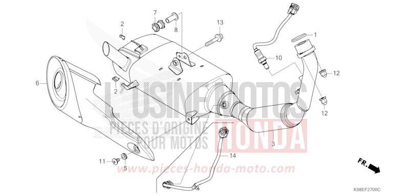 EXHAUST MUFFLER for CBF125N PEARL SPLENDOR RED (R369) from 2024