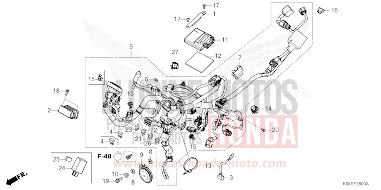 WIRE HARNESS for CB125R PEARL SPLENDOR RED (R369) from 2024