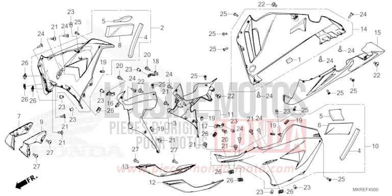 MIDDLE COWL for CBR1000SP GRAND PRIX RED (R380) from 2024
