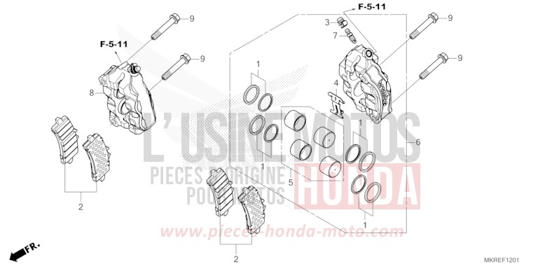 FRONT BRAKE CALIPER (CBR1000SP) for CBR1000SP MAT PEARL MORION BLACK (NHC33) from 2024
