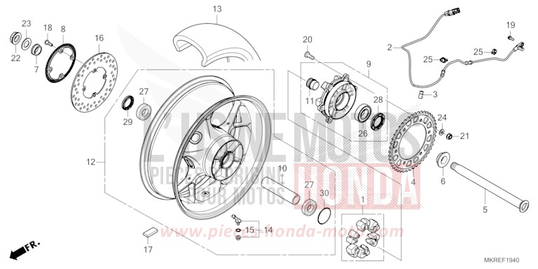 REAR WHEEL for CBR1000SP MAT PEARL MORION BLACK (NHC33) from 2024