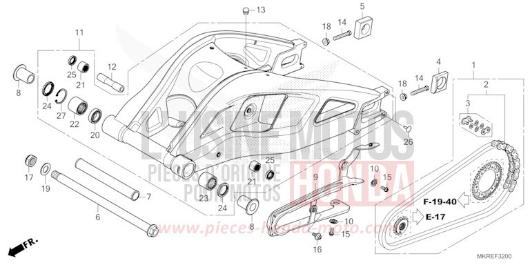 SWINGARM for CBR1000SP MAT PEARL MORION BLACK (NHC33) from 2024