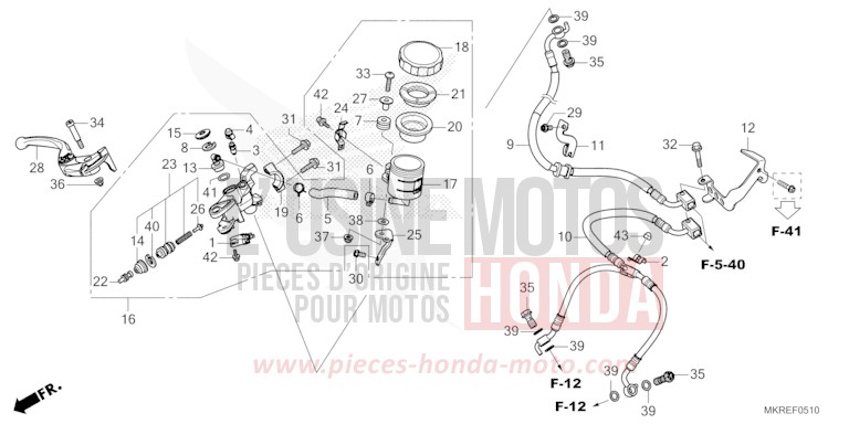 FRONT BRAKE MASTER CYLINDER (CBR1000ST) for CBR1000ST GRAND PRIX RED (R380) from 2024