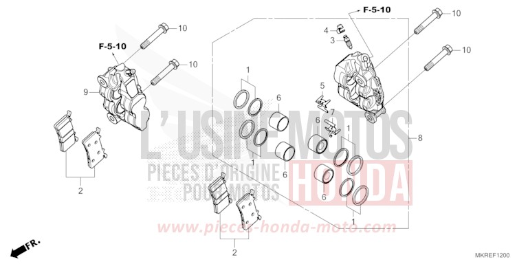 FRONT BRAKE CALIPER (CBR1000ST) for CBR1000ST GRAND PRIX RED (R380) from 2024