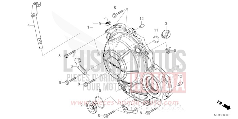 RIGHT CRANKCASE COVER for CBR500R GRAND PRIX RED (R380) from 2024