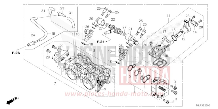 THROTTLE BODY for CBR500R GRAND PRIX RED (R380) from 2024