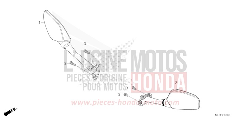 MIRROR for CBR500R GRAND PRIX RED (R380) from 2024