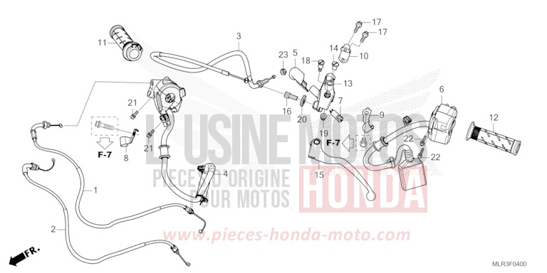 HANDLE LEVER/SWITCH/CABLE for CBR500R GRAND PRIX RED (R380) from 2024