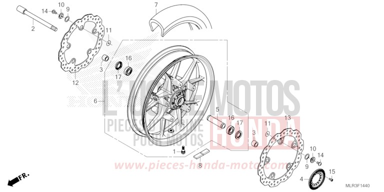 FRONT WHEEL for CBR500R GRAND PRIX RED (R380) from 2024