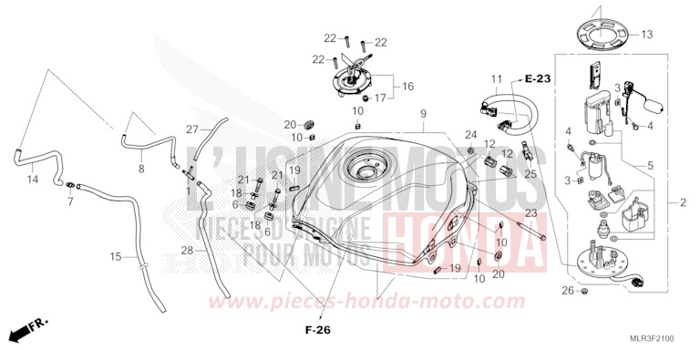 FUEL TANK/FUEL PUMP for CBR500R GRAND PRIX RED (R380) from 2024