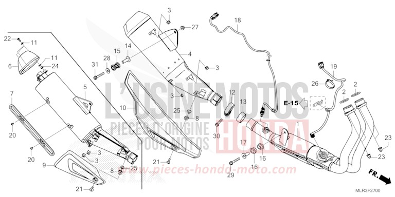EXHAUST MUFFLER for CBR500R GRAND PRIX RED (R380) from 2024