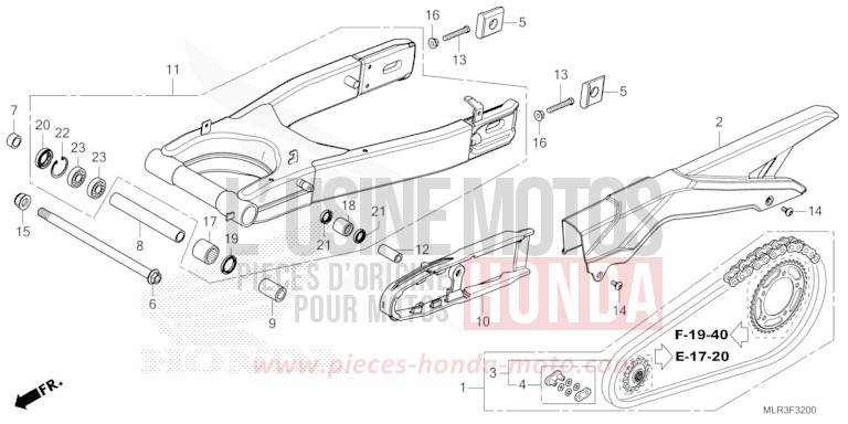 SWINGARM for CBR500R GRAND PRIX RED (R380) from 2024