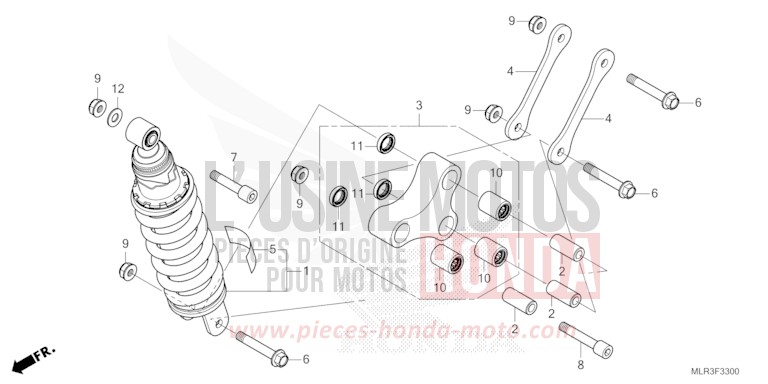 REAR CUSHION for CBR500R GRAND PRIX RED (R380) from 2024