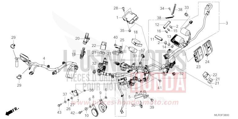WIRE HARNESS for CBR500R GRAND PRIX RED (R380) from 2024
