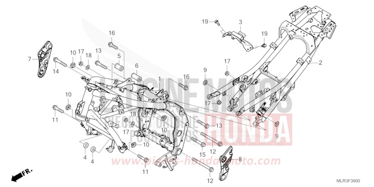 FRAME BODY for CBR500R GRAND PRIX RED (R380) from 2024