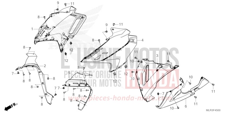 MIDDLE COWL for CBR500R GRAND PRIX RED (R380) from 2024