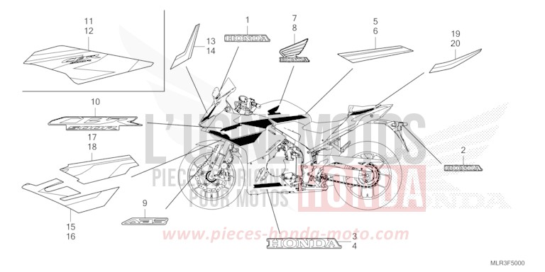 MARK/STRIPE for CBR500R GRAND PRIX RED (R380) from 2024
