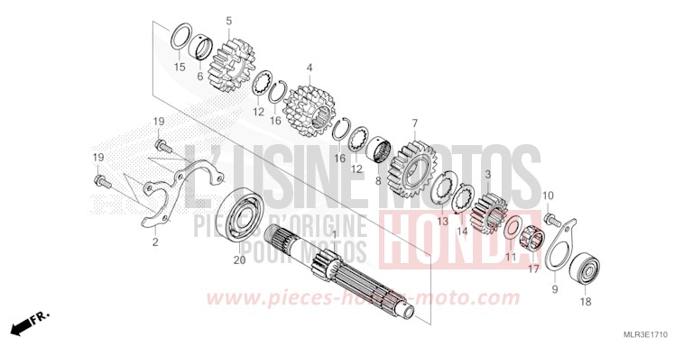 TRANSMISSION (MAINSHAFT) for CBR500R MAT GUNPOWDER BLACK METALLIC (NH436) from 2024