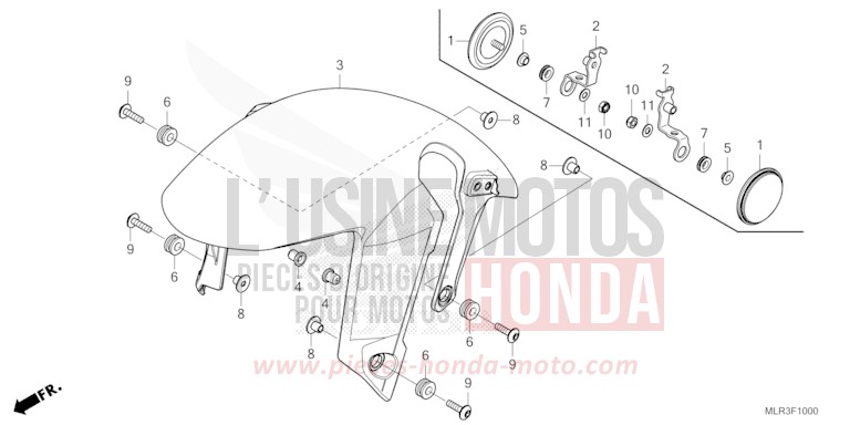 FRONT FENDER for CBR500R MAT GUNPOWDER BLACK METALLIC (NH436) from 2024