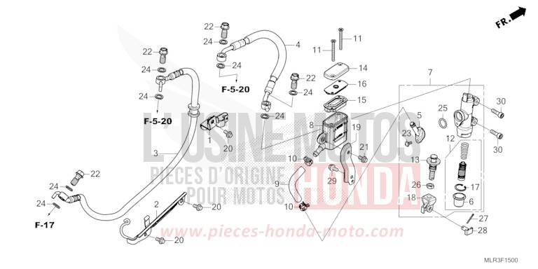 REAR BRAKE MASTER CYLINDER for CBR500R MAT GUNPOWDER BLACK METALLIC (NH436) from 2024
