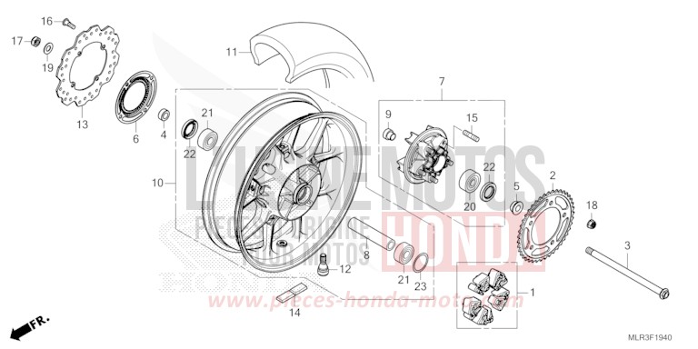 REAR WHEEL for CBR500R MAT GUNPOWDER BLACK METALLIC (NH436) from 2024