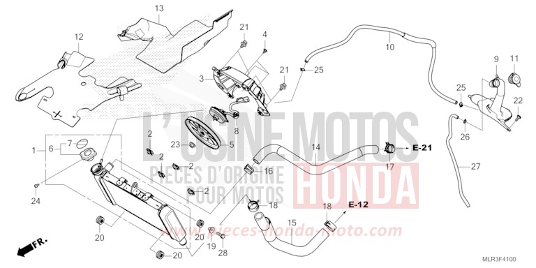 RADIATOR for CBR500R MAT GUNPOWDER BLACK METALLIC (NH436) from 2024