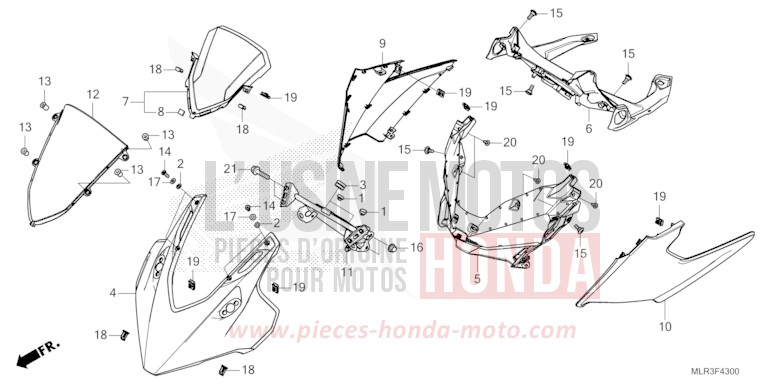 UPPER COWL for CBR500R MAT GUNPOWDER BLACK METALLIC (NH436) from 2024