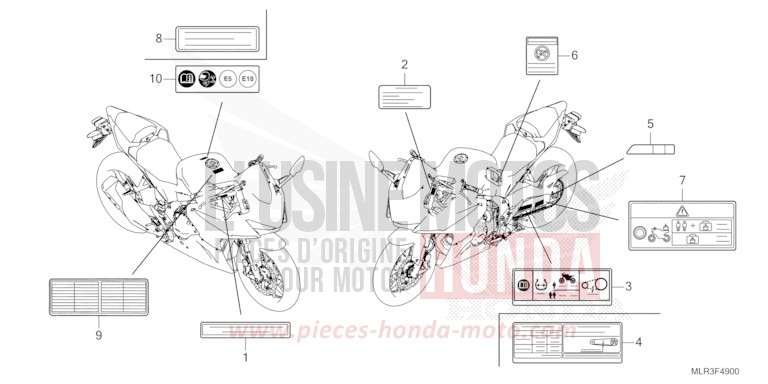 CAUTION LABEL for CBR500R MAT GUNPOWDER BLACK METALLIC (NH436) from 2024