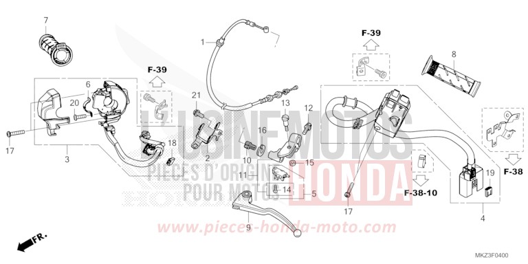 HANDLE LEVER/SWITCH/CABLE for CBR600RR MAT BALLISTIC BLACK METALLIC (NHA86) from 2024