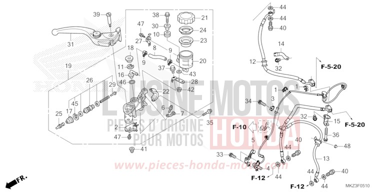 FRONT BRAKE MASTER CYLINDER for CBR600RR MAT BALLISTIC BLACK METALLIC (NHA86) from 2024